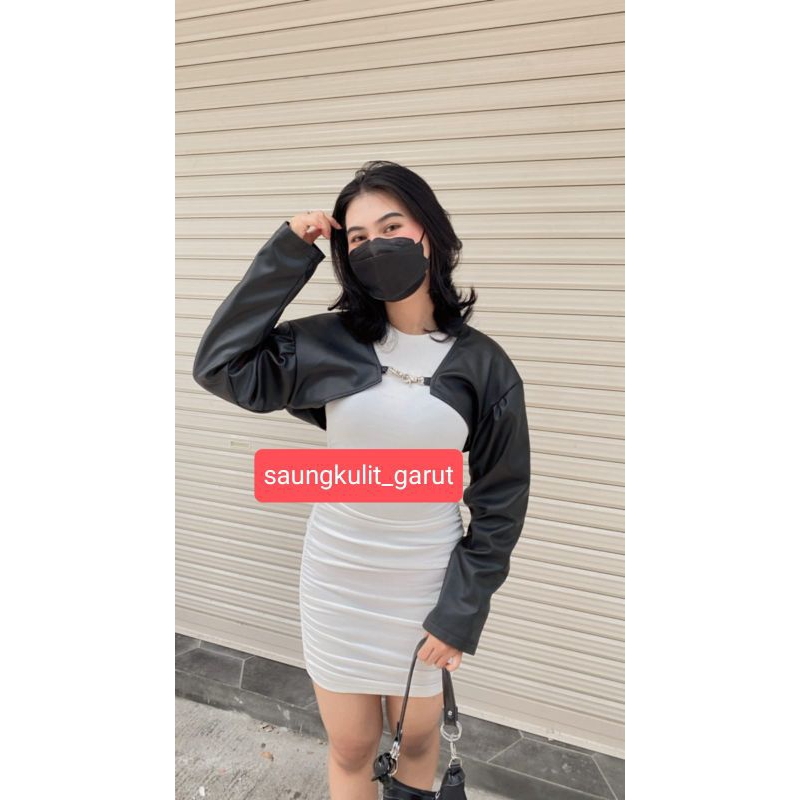 Jaket Kulit Cropped long sleve saungkulitgarutleatherX Tamara/ Leather Jacket saungkulitgarutid