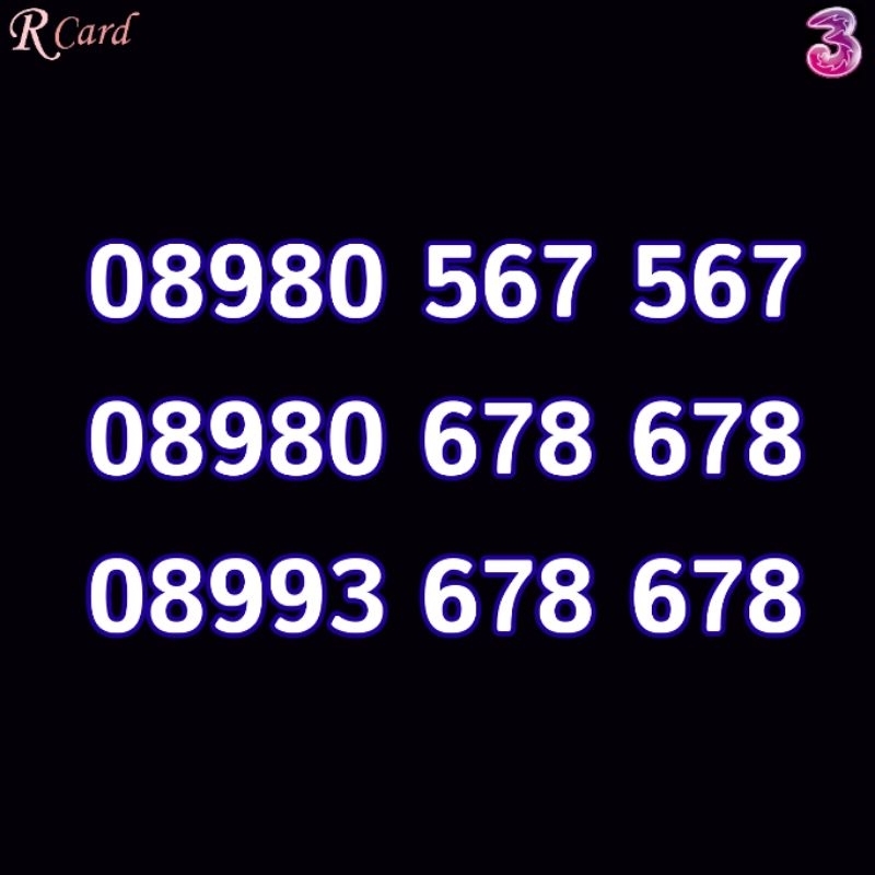 Perdana Nomor Cantik Tri Three 11 Digit Dobel ABC Urut Naik 567 678 Rapi 567567 678678