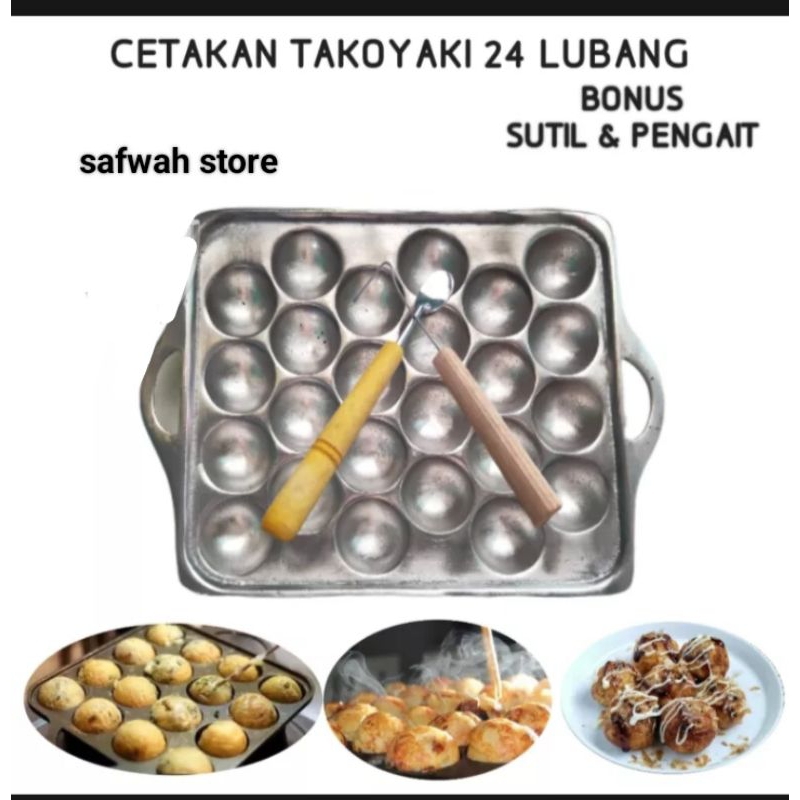 murahh cetakan takoyaki 24 lubang anti lengket/ cetakan takoyaki 24 lubang