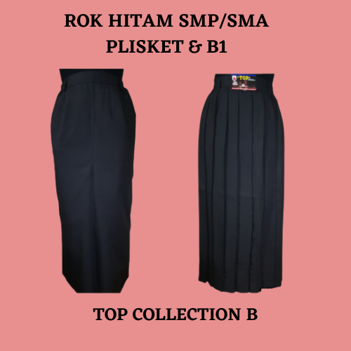 ROK SEKOLAH SMP/A HITAM REMPEL & B1 PANJANG BAHAN NAGTEX & FAMATEX