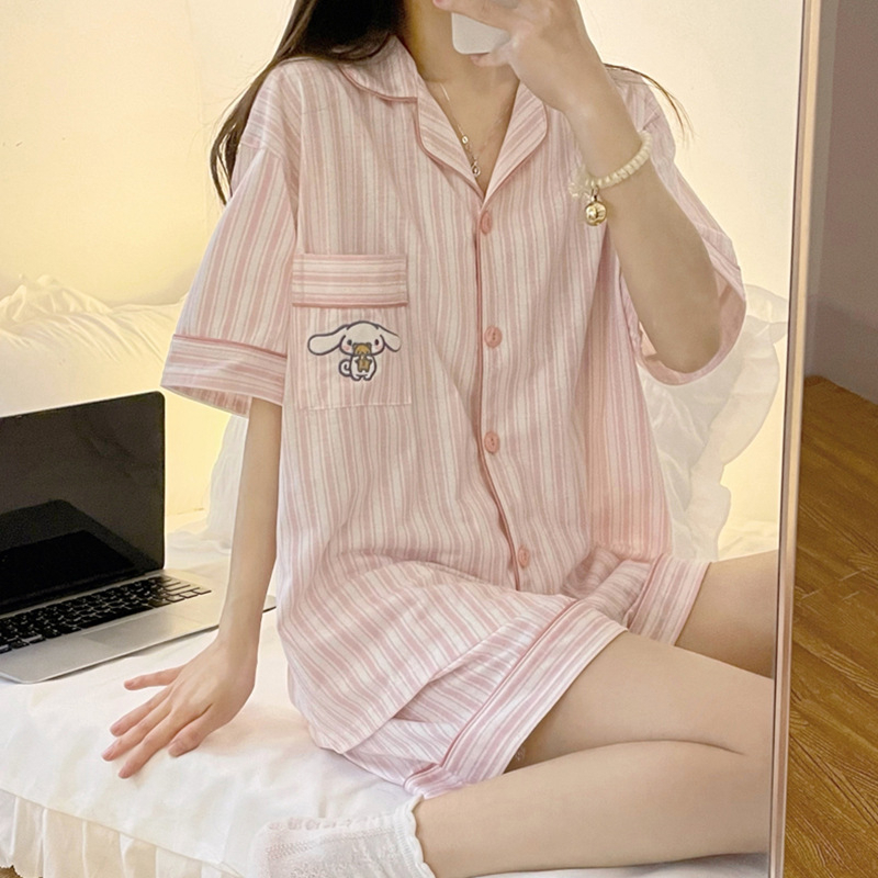 Piyama Cute Baju Tidur Pink Premium Sleepwear Pajamas Wanita Setelan 7324