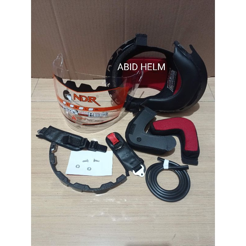 busa helm kyt 2 vision satu set kancing klip BESI dan PLASTIK kaca 2 vision warna hitam karet helm