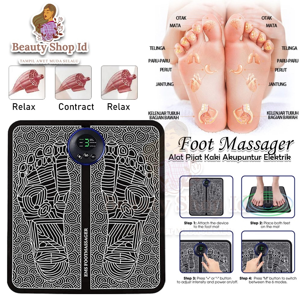 Beauty Jaya - Alat Pijat Kaki Therapi EMS Foot Massager Akupunktur Pengisian Meningkatkan Sirkulasi Darah