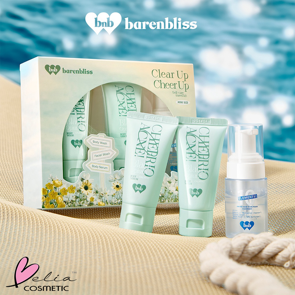 ❤ BELIA ❤ BARENBLISS Clean Up Glow Up Self-Care Travel Kit Mini Size | BNB Body Wash Body Serum Foam Cleanser | B&amp;B