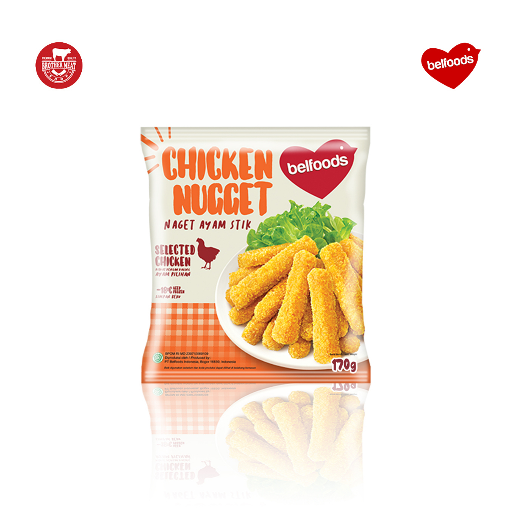 Belfoods Chicken Nugget Stick 170gr, Olahan Daging Ayam Halal
