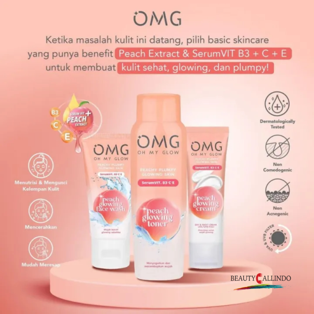 OMG OH MY GLOW Peach Glowing Series | Face Wash - Toner - Day/Night Cream - Serum