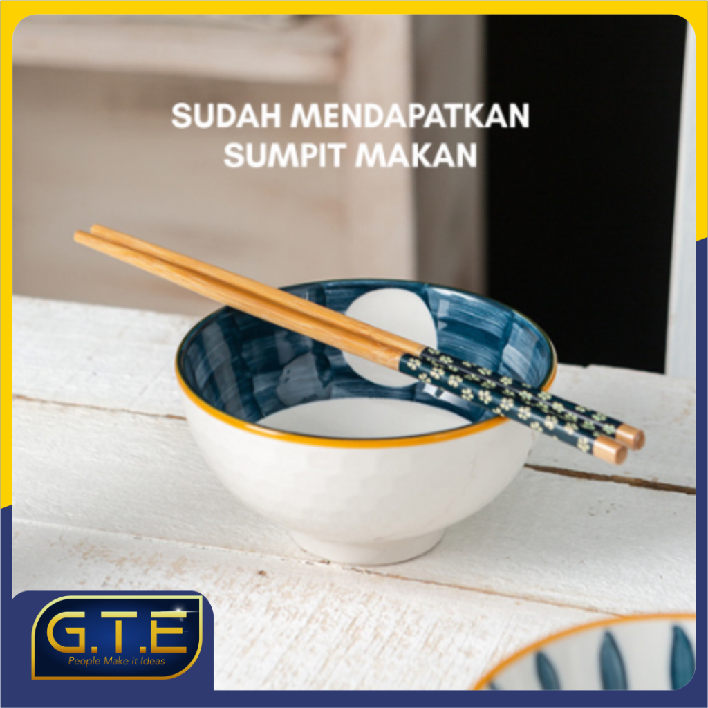 Souvenir mangkuk set peralatan makan porselen biru dan putih bermutu tinggi mangkuk keramik kotak hadiah mangkuk Jepang