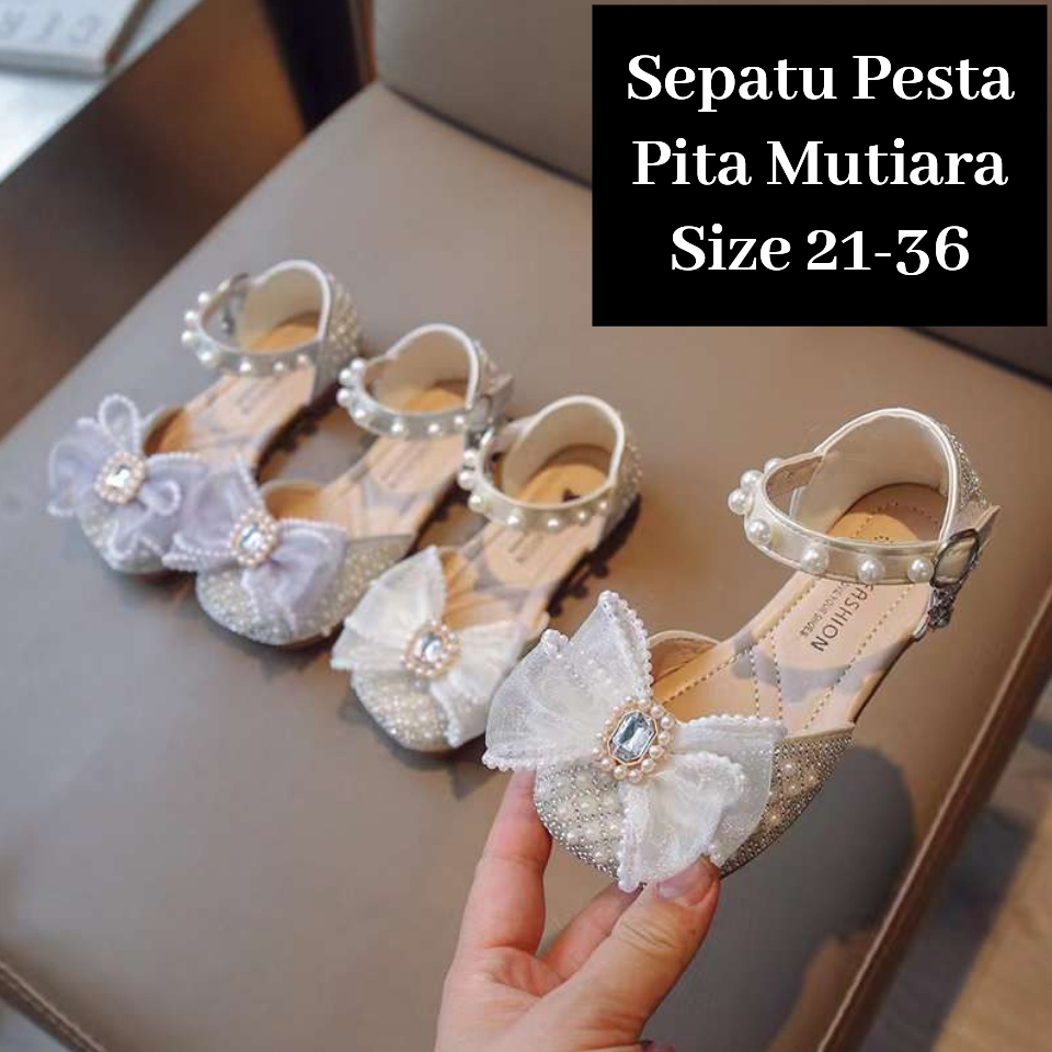 (LOLI-JKT) SP-UC02 SEPATU PESTA ANAK MUTIARA BOWSOFT ANTI SLIP SIZE 21-36