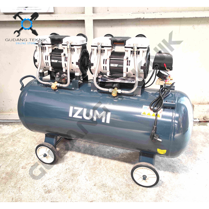 Mesin Kompresor Angin LISTRIK OILESS Kapasitas 100 Liter OL-1390SS2/100 IZUMI / Air Compressor Udara Tanpa Oli 100Liter Compresor OIL LESS OL 1390 SS2 100 IZUMI