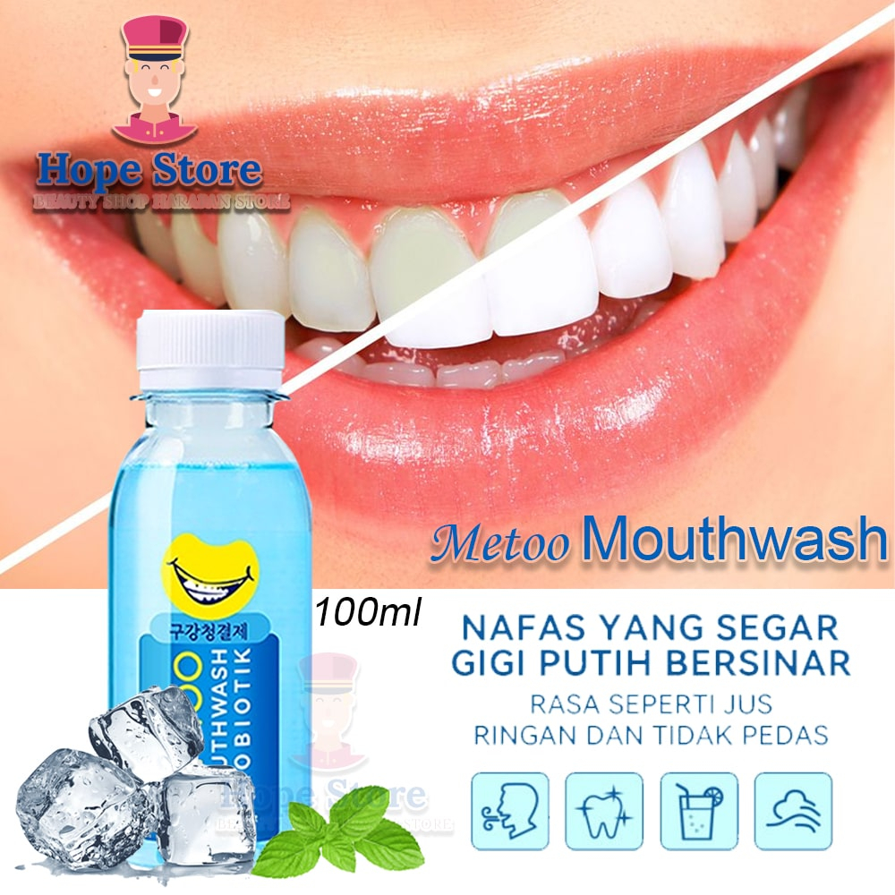 Hope Store - [ BPOM ] Metoo Mouthwash 100ml Fresh Mint Probiotik Pemutih Gigi