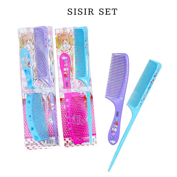 Sisir Rambut Set 2 Pcs Comb Sisir Fancy / Sisir Hitam Warna Karakter Lucu Motif Import 2 in 1 / TS-85