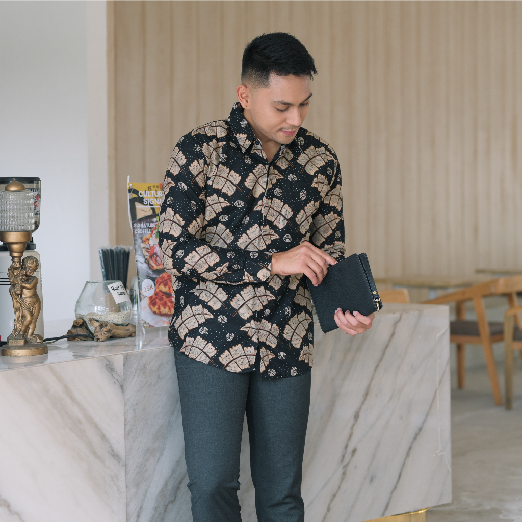 Kemeja Batik Pria Lengan Panjang Slimfit Bahan Kattun Halus Kwalitas Premium Hem Baju Cowok Massakini Motif Terbaru Modern Lapis Furing