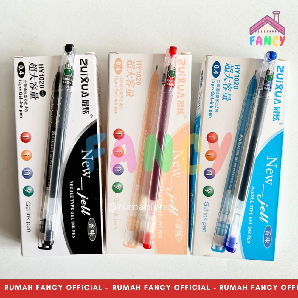 

[1LUSIN] Bolpen Gel / Pulpen Gel Zuixua / Pena Gel Zui Xua 0.4 HY1020 Tinta Hitam / Biru / Merah