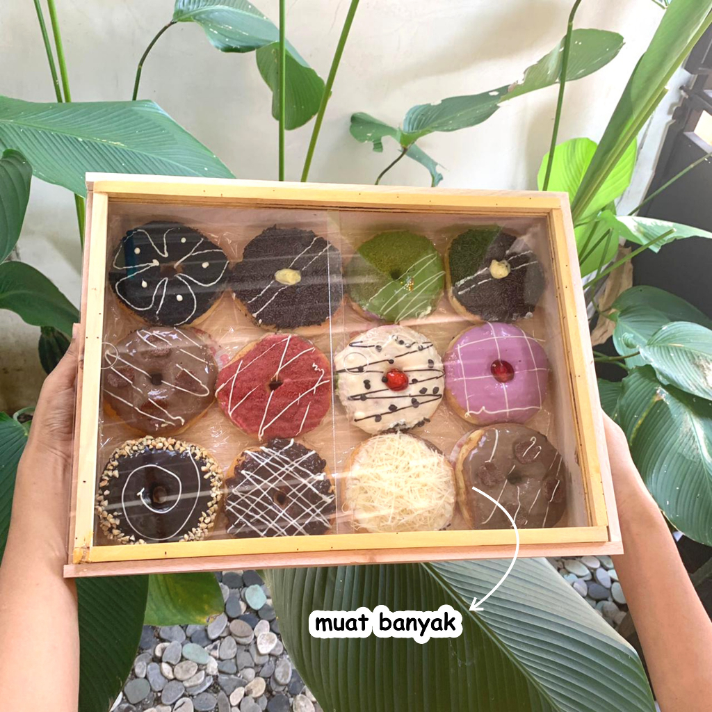 BOX DONAT FREE PENYANGGA KOTAK DONAT KAYU WADAH DONAT