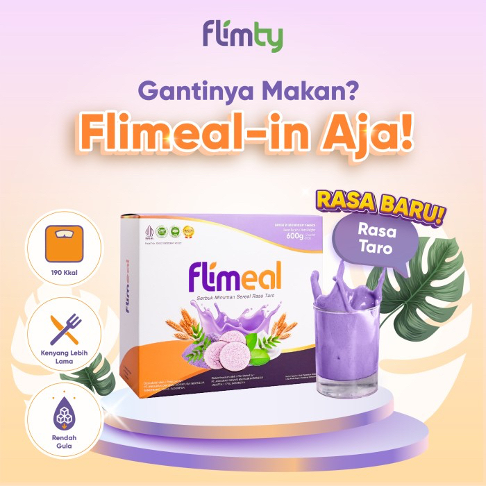 

NEW Flimeal Meal Replacement rasa Taro by Flimty - 1 Box 12 Sachet