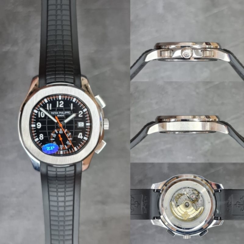 JSP 2114 JAM TANGAN PRIA PATEK PHILIPE 5968A-001 BLACK RUBBER SUPER PREMIUM