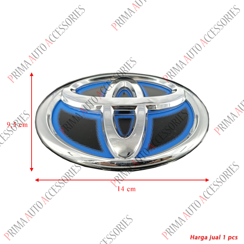 Emblem Logo TOYOTA HYBRID HITAM BIRU  14 Cm