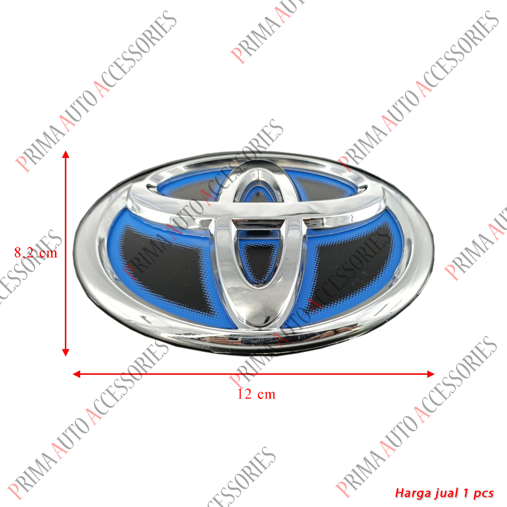 Emblem Logo TOYOTA HYBRID HITAM BIRU  12 Cm