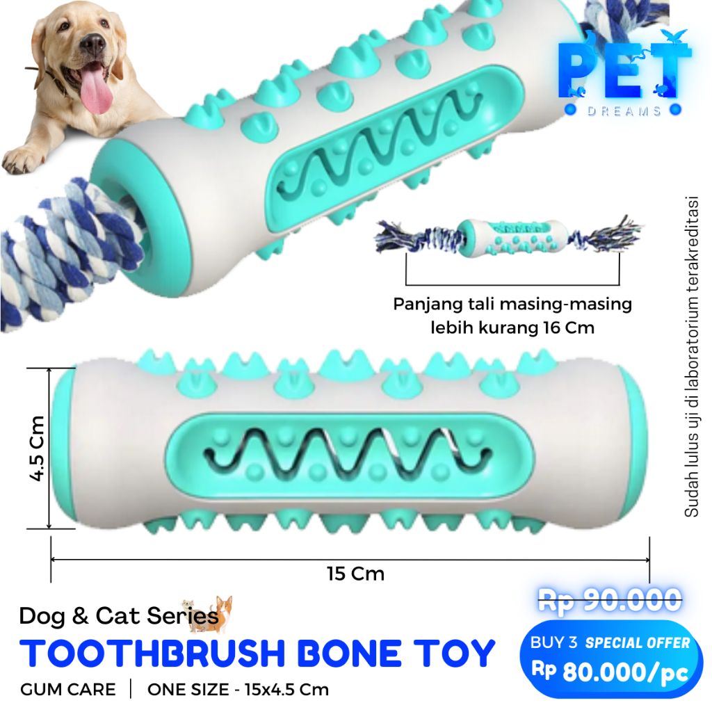 MAINAN ANJING GIGIT BENTUK TULANG TALI GIGITAN PEMBERSIH GIGI DOG PUPPY BONE CHEW ROPE TOY