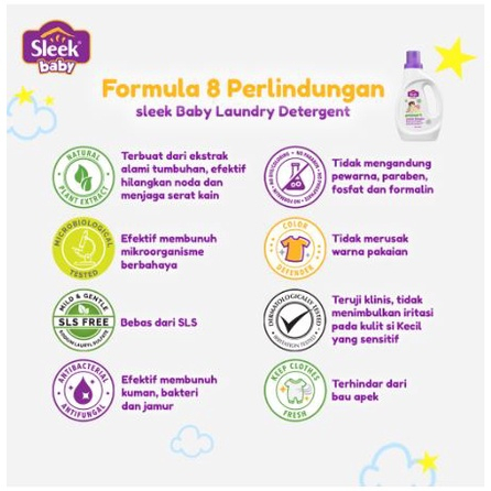 [BPOM] Sleek Laundry Detergen Botol 1200ml / Sleek Baby Deterjen Sabun Pakaian Bayi / Kino / MY MOM