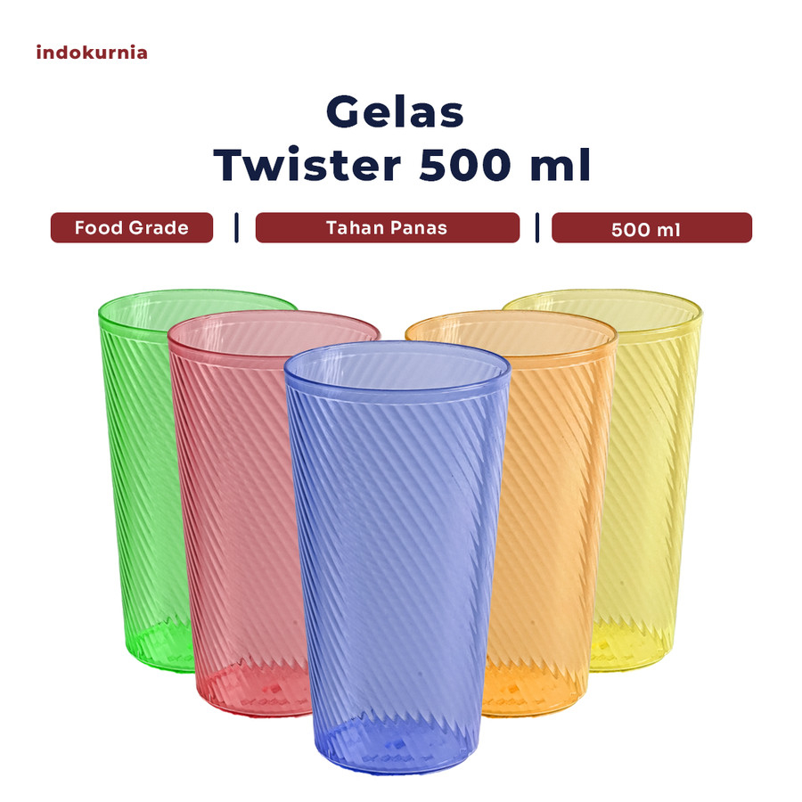 IK - GELAS PLASTIK MINUM TWISTER 500 ML ORI BENING TRANSPARAN TERMURAH