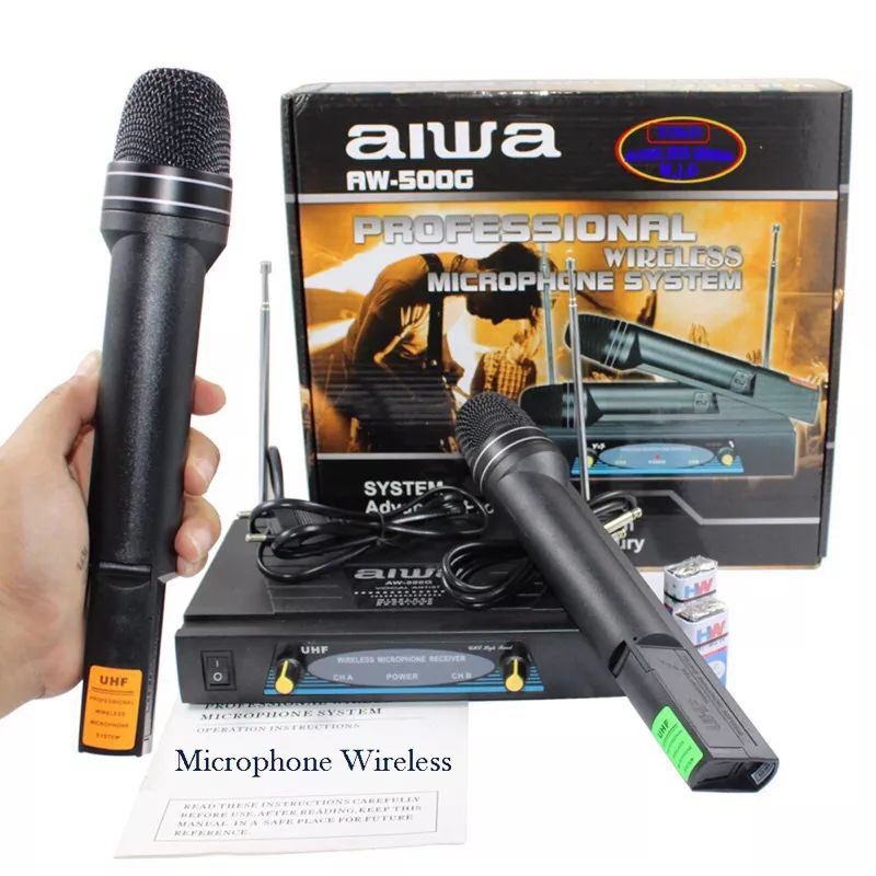 Mic wireless AIWA AW-500G microphone UHF professional