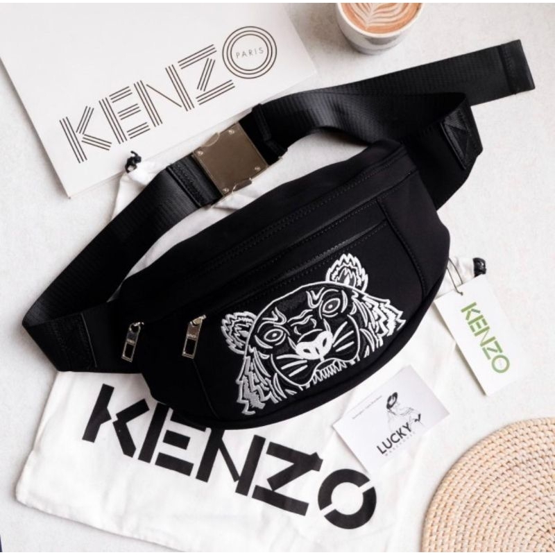 Kenzo Tiger Bumbag Black in White - ORIGINAL 100%