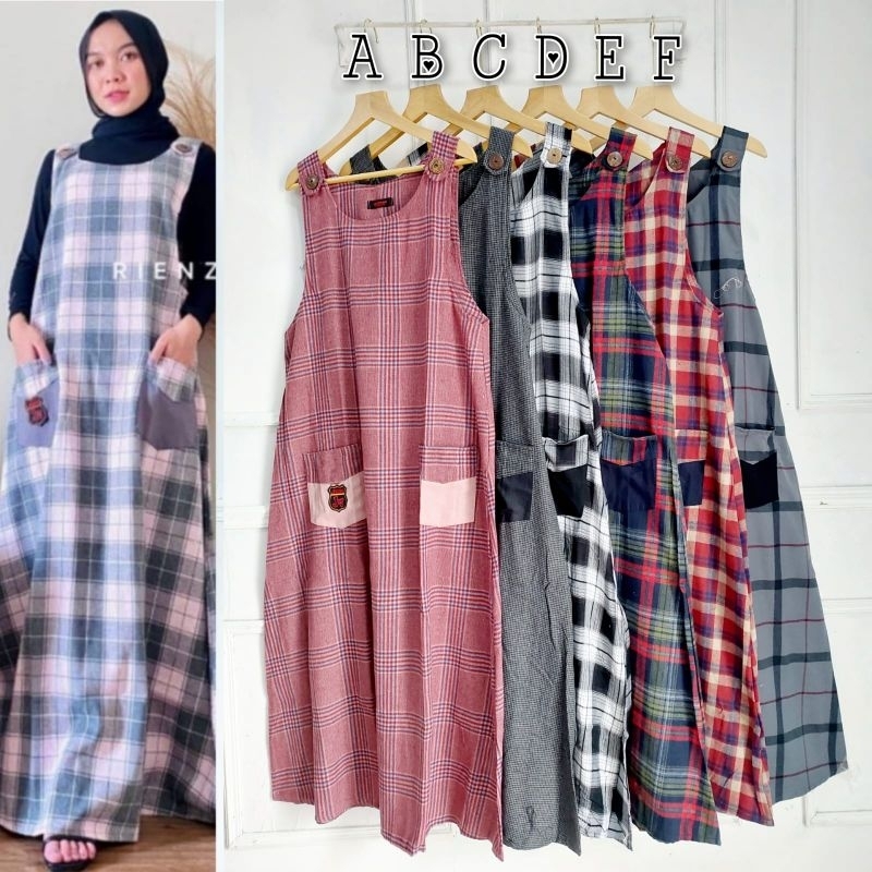 Overall Flanel KOTAK KOTAK by JEVANNI//Overall Simple//Inner Kota Motif//Dress Tartan