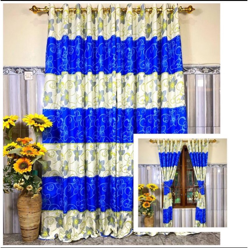 [ PINTU DAN JENDELA ] GORDEN SMOKRING MOTIF SULTAN FLORAL BIRU