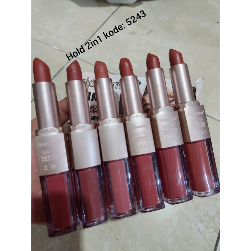 [ SATUAN ] HOLD MORNING 2IN1 LIPCREAM+ LIPSTICK 5243