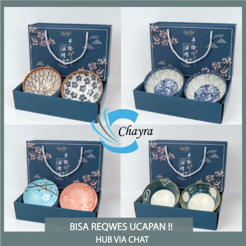 Mangkok set premium peralatan makan porselen /Mangkok set keramik Souvenir Mangkok set Japaness Styl