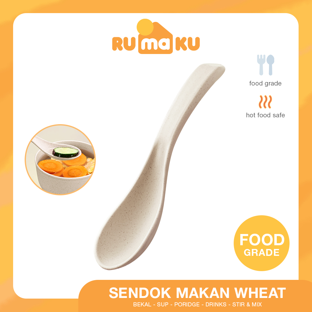 Rumaku Sendok Makan Sendok Bebek Sendok Bayi Plastik Bahan Serat Gandum Jerami Eco Friendly Tahan Panas