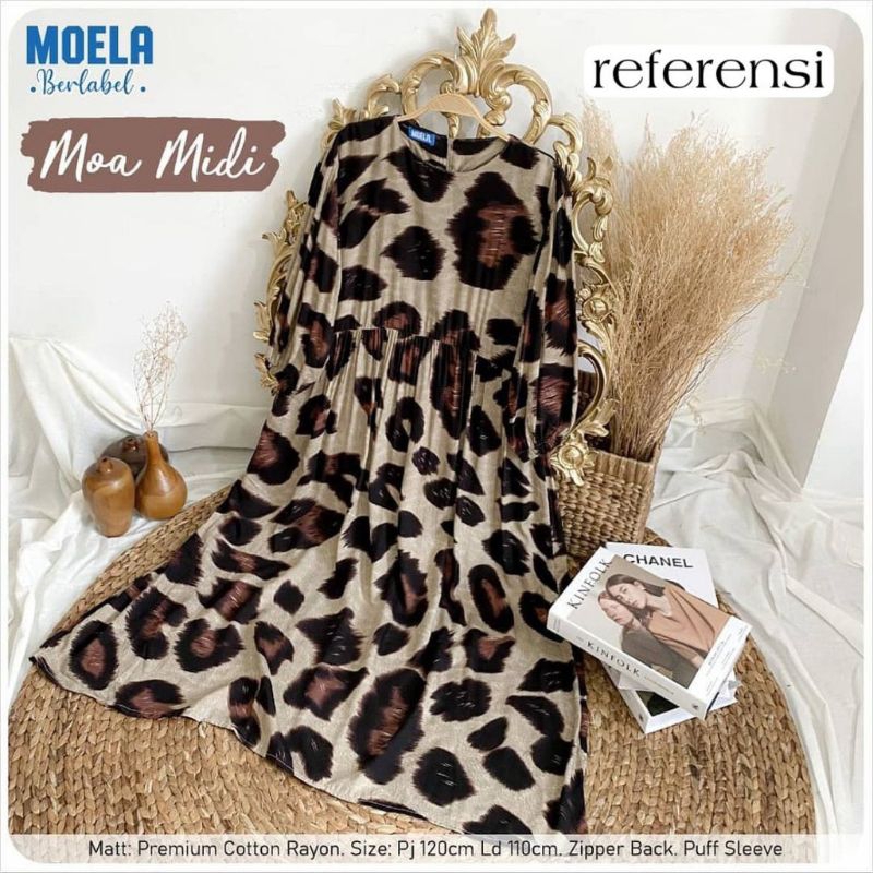 GAMIS MIDI DRESS RAYON VISCOSE MOTIF MOA BUSUI - TUNIK GAMIS MIDI