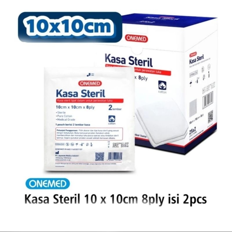 Kasa steril 10x10 cm onemed 8 ply 8 lapis tebal isi 2 lembar perpouch