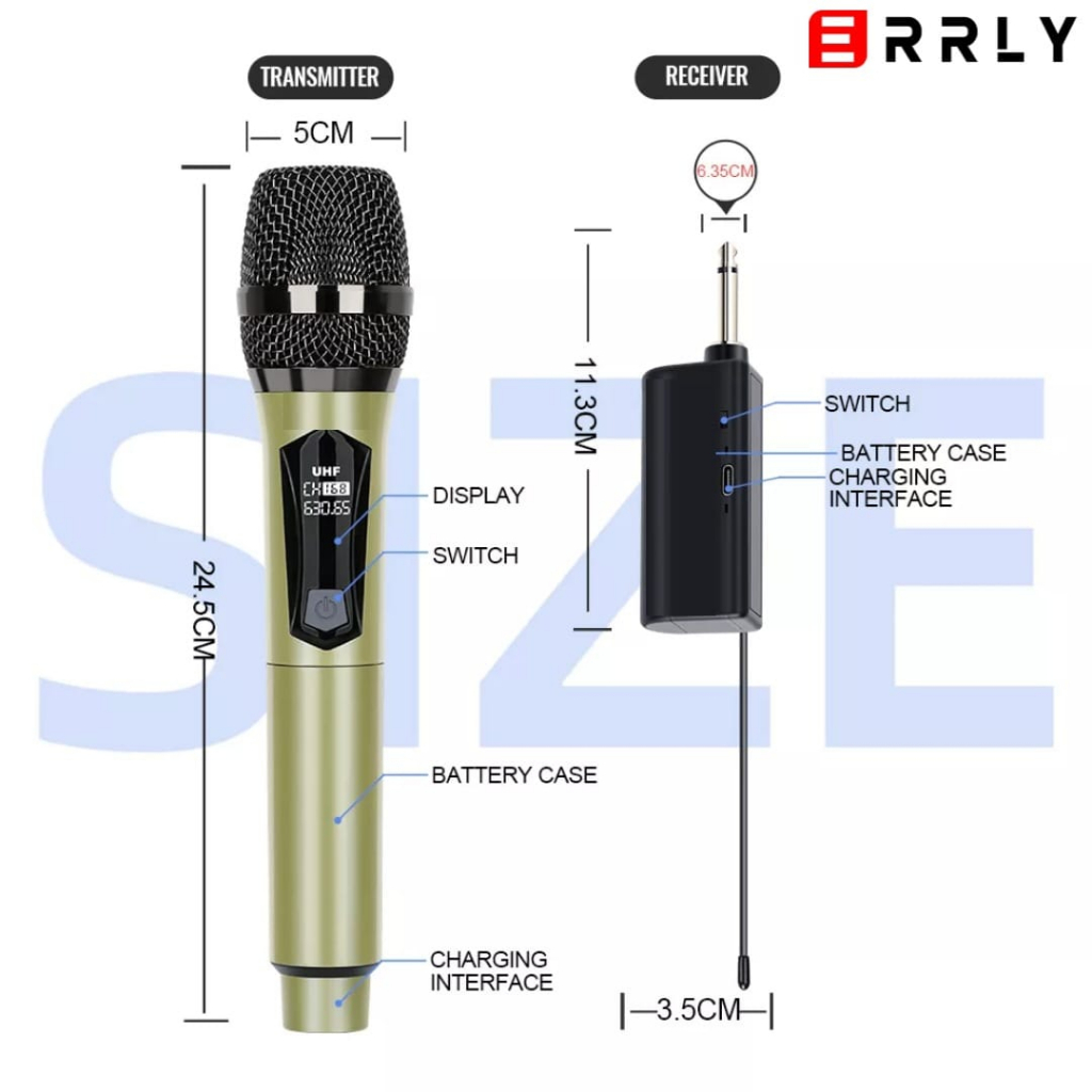 MICROPHONE WIRELESS ERRLY YF-108S UHF Double Mic Digital LED Profesional Chargeable MIKROFON Nirkabel Isi ulang KARAOKE KTV YF108S