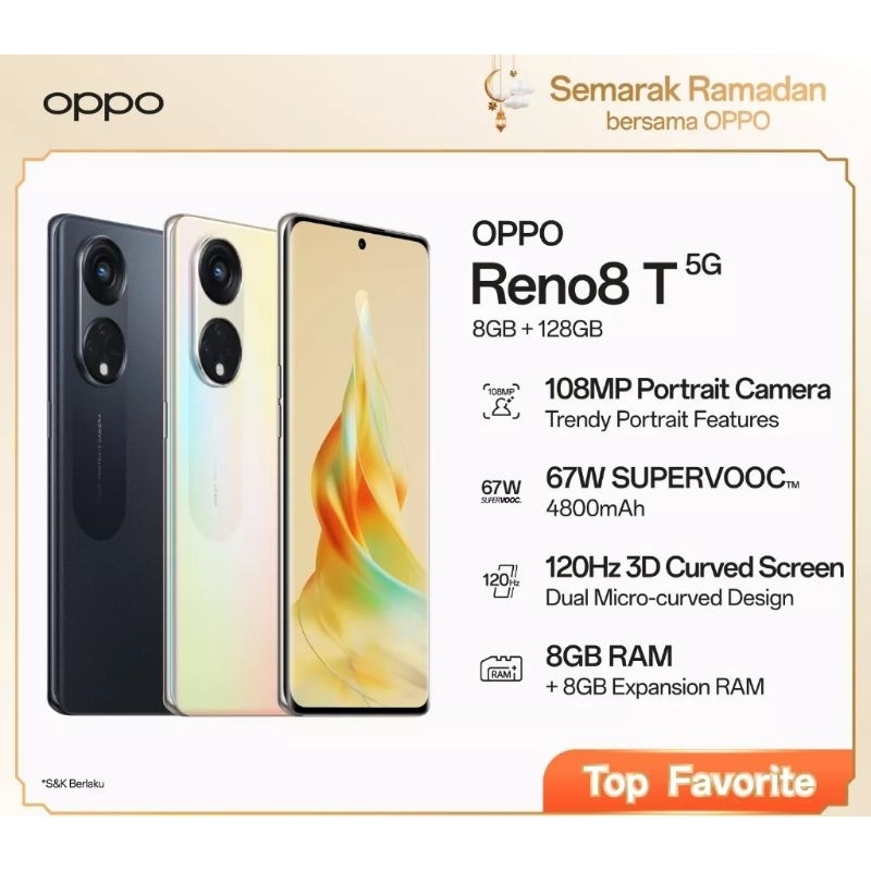 Promo Handphone OPPO Reno 8T 5G 8/128/256 Original Termurah