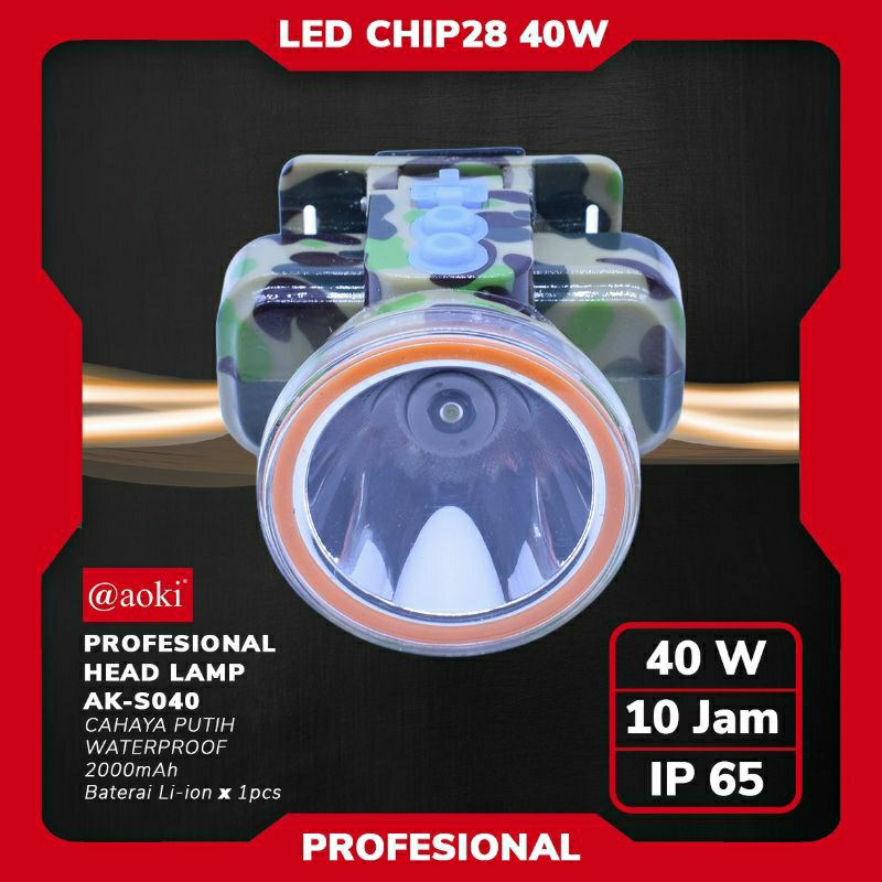 Senter Kepala Head Lamp @Aoki AK - S040 | 40 Watt