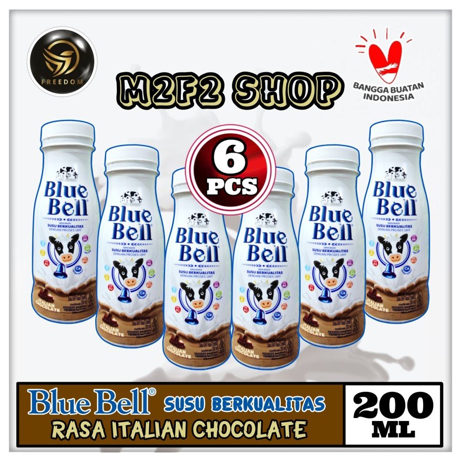 

Blue Bell Susu Italian Chocolate | Cokelat Botol Pet - 200 ml (Kemasan 6 Pcs)