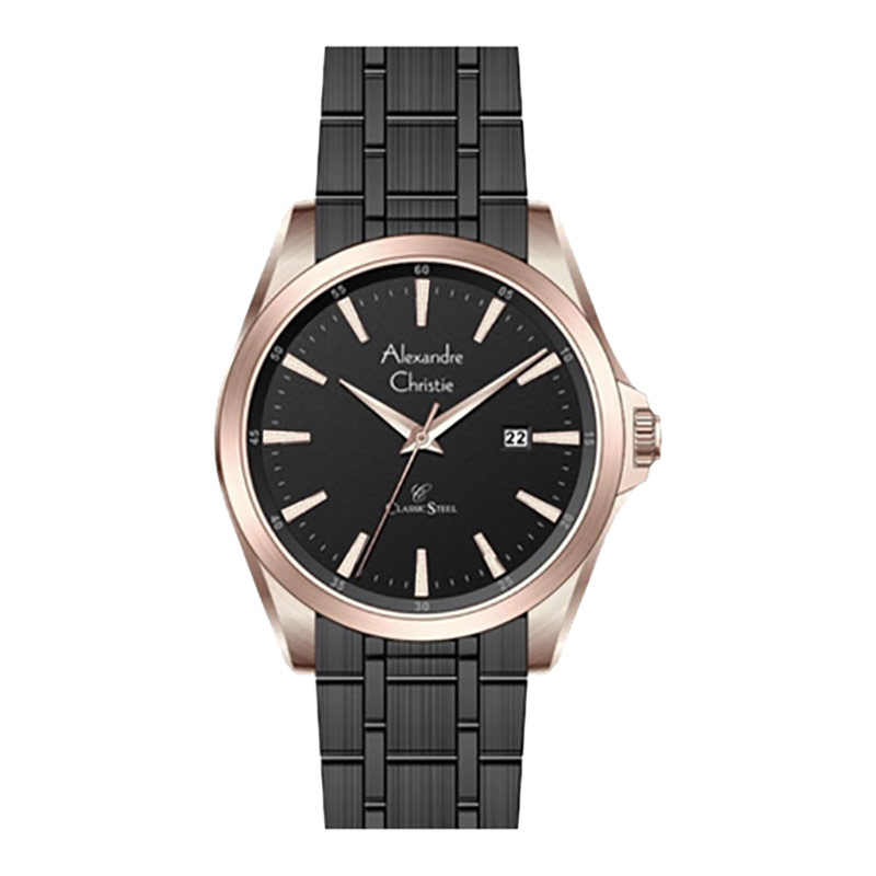 JAM TANGAN PRIA ALEXANDRE CHRISTIE AC 8661MD BLACK ROSE GOLD RANTAI ORIGINAL