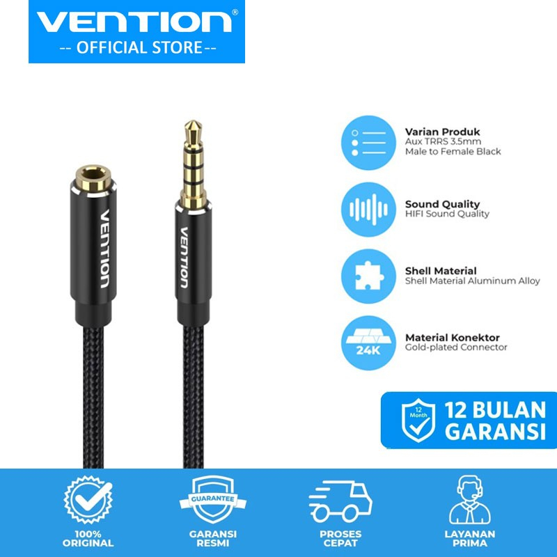 Vention Kabel Audio Aux Extension 3.5mm TRRS Male to Female - BHC