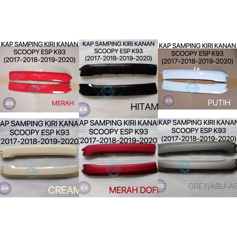 KAP / COVER DEK / LANTAI BAWAH SAMPING KIRI KANAN SCOOPY FI ESP K93 HITAM MERAH / DOFF CREAM GREY ABU-ABU PUTIH 2017-2018-2019 2020 MEREK WIN