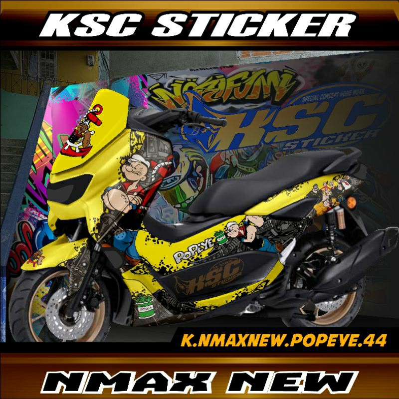 Decal Stiker FullBody FullSet Visor Motor Yamaha Nmax New 2020/2021/2022 Dekal Nmax 2021 POPEYE Pake