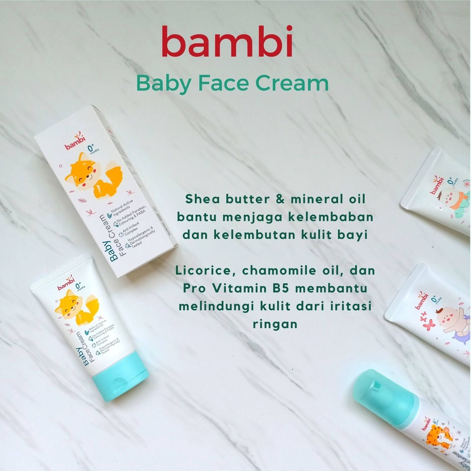 [BPOM] Bambi Baby Face Cream 50ml / Krim Wajah Bayi Kulit Normal - Sensitif / Lotion Pelembab Perawatan Wajah Bayi / MY MOM