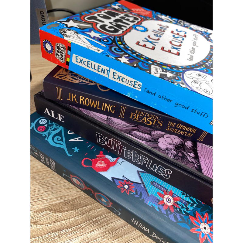 PRELOVED NOVEL (LIKE NEW) butterflies, fantastic beasts, a place called perfect, tom gates