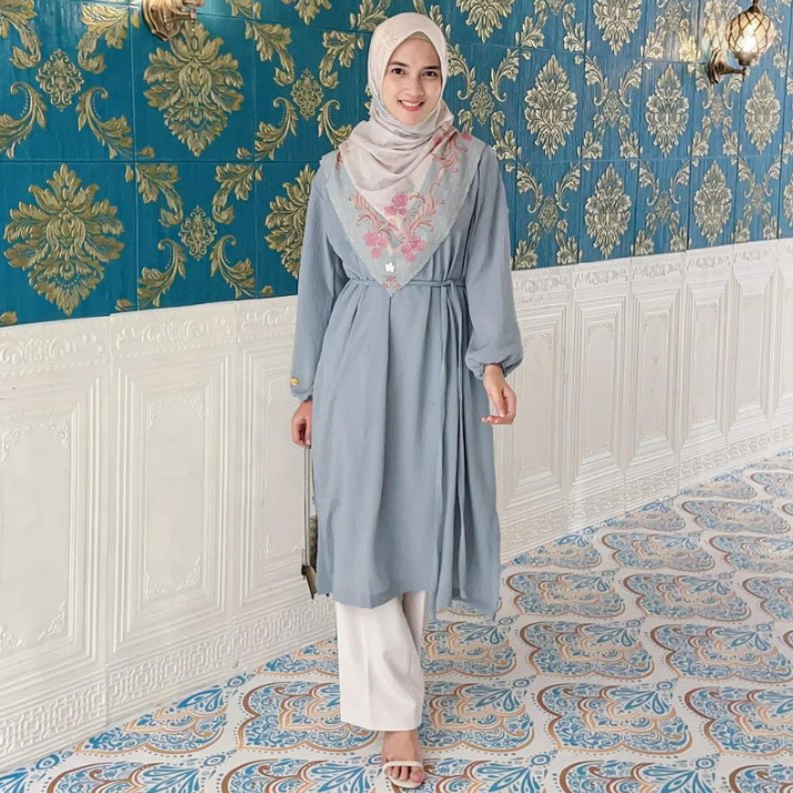 Naima Tunik Polos bahan crinkle premium