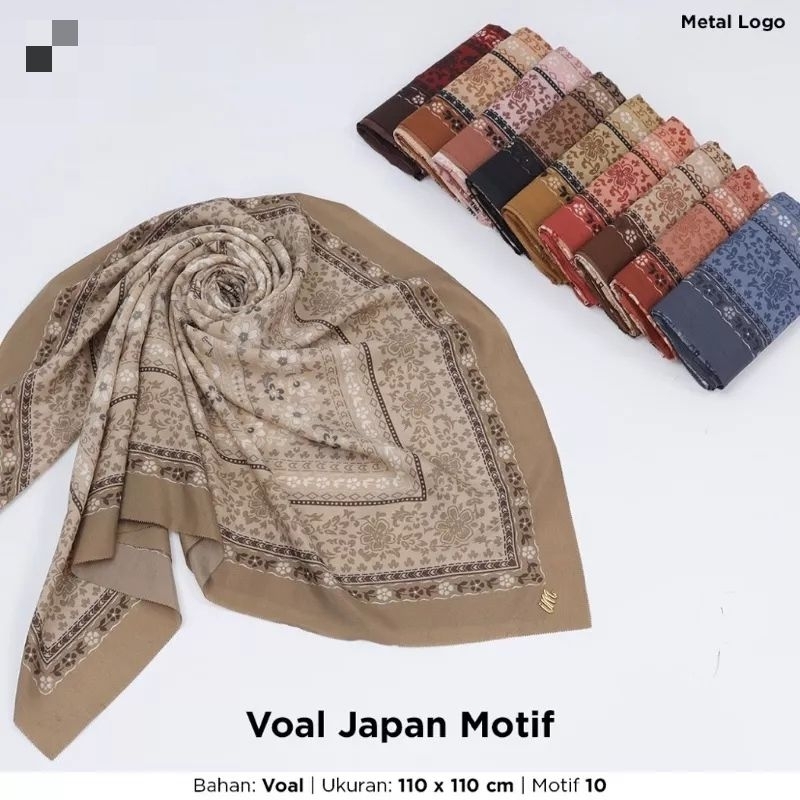 Hijab Umama Voal Japan Motif (Metal Logo) uk.110x110 Laser Cut/Hijab Motif Voal