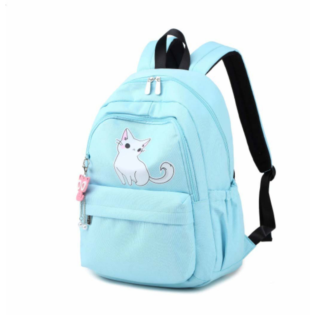 Arista -Tas Ransel Laptop Kucing Putih Tas Remaja Anak Kuliah Tas Backpacker Tas Ransel pria wanita