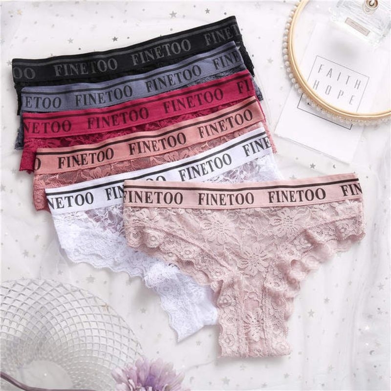 FINETOO FT60 Sexy Celana Dalam Wanita Thong Women Renda Elastis Panty Soft Lace