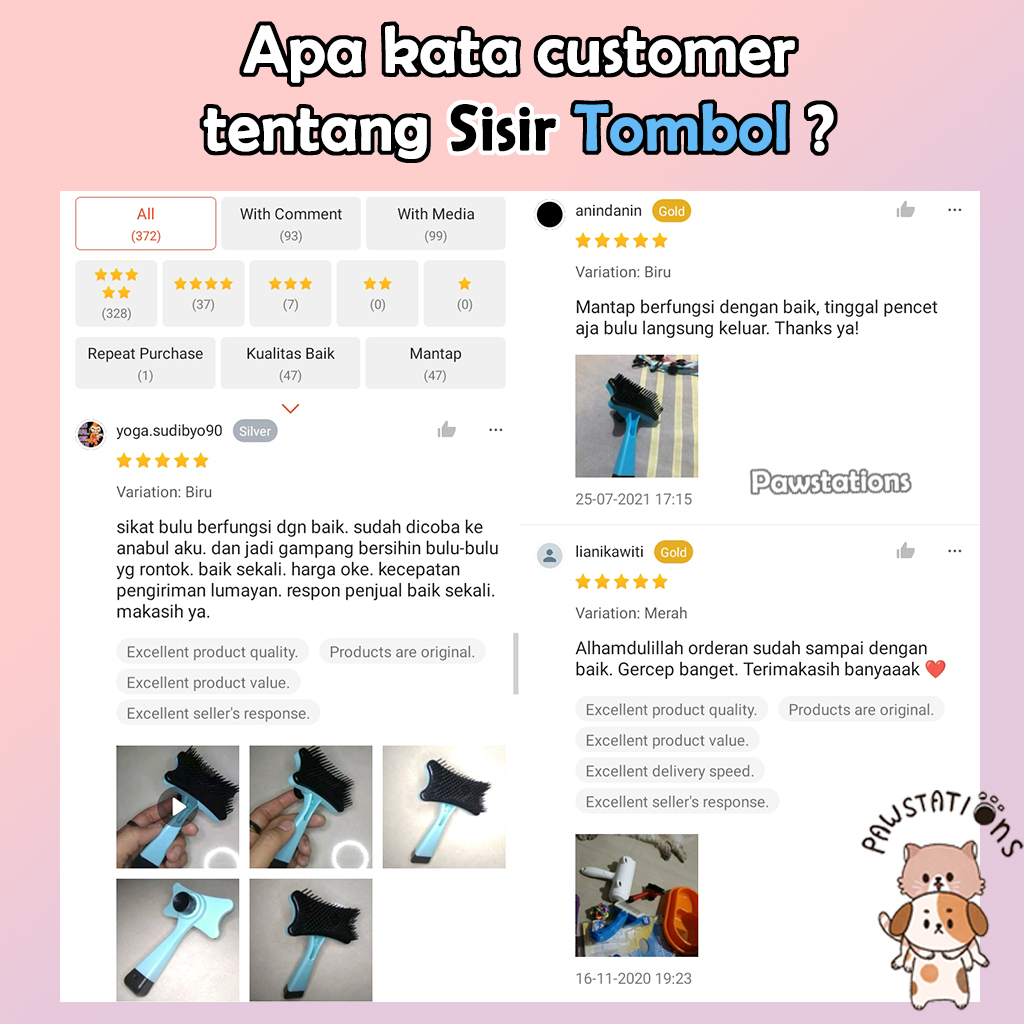 Ready|COD Sisir Tombol Sisir Kucing Sisir Anjing Sisir Kucing Bulu Rontok Sisir Bulu Kucing Sisir Bulu Anjing Paket Grooming Kucing Sisir Grooming Kucing Sisir Kelinci