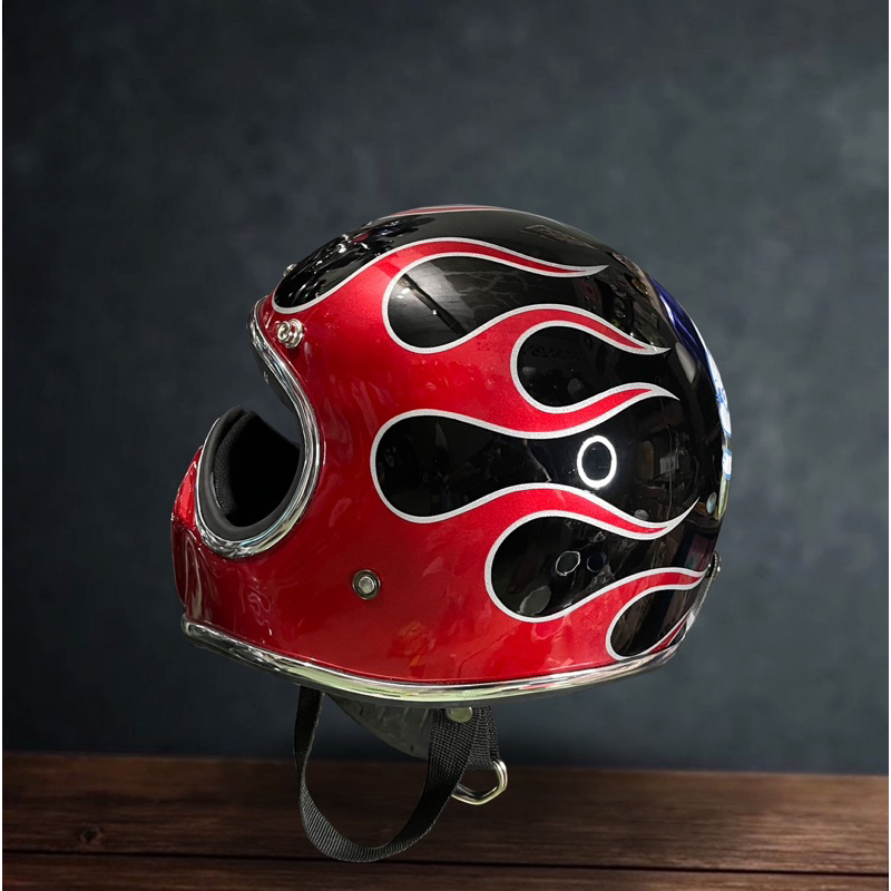 Helm Cakil Custom Flame Red Candy - Helm Custom Cakil